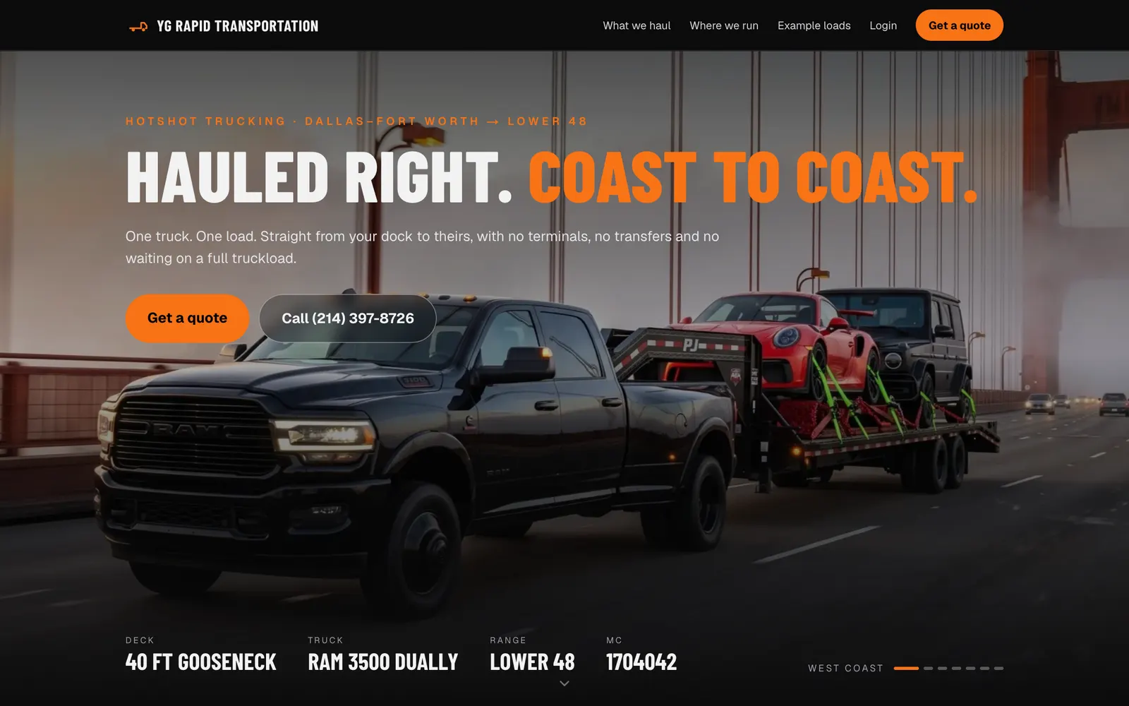 YG Rapid Transportation homepage