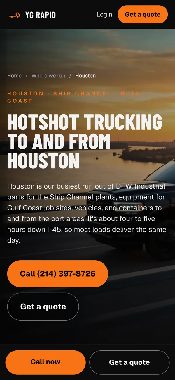 YG Rapid Houston page on a phone